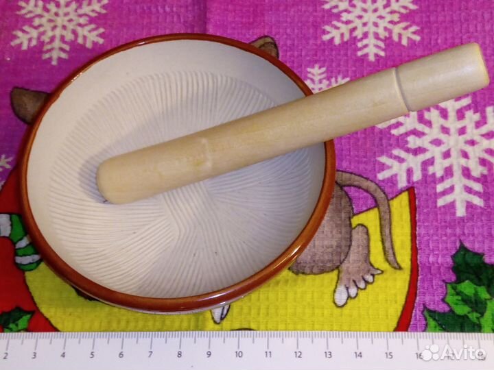 Толкушка для специй Ступка керамика Пестик дерево