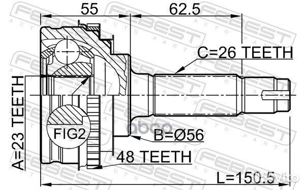 ШРУС наружный 23x56x26 (toyota carina E