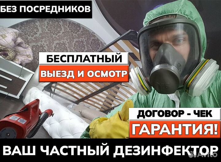 Уничтожение клопов тараканов дезинфекция плесени