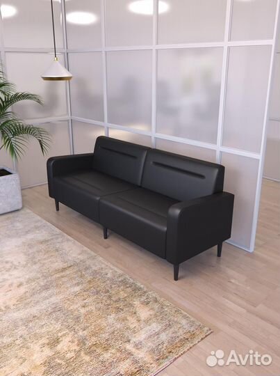 Диван для офиса черный экокожа