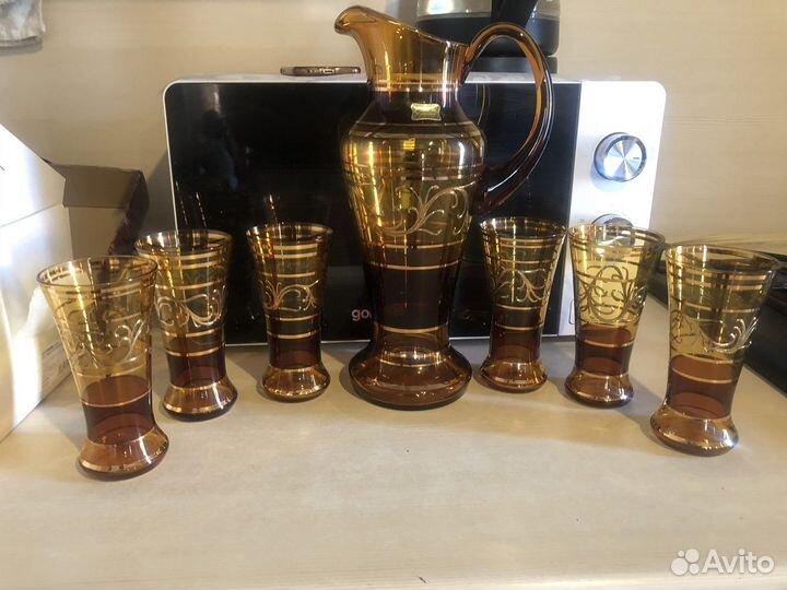 Чешский Кувшин и 6 стаканов Egermann(новый)