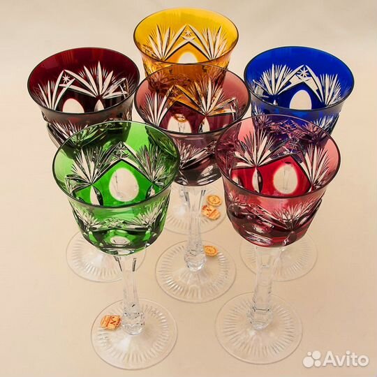 Nachtmann Шесть Бокалов для вина Цветной Хрусталь