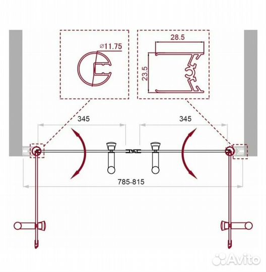 Душевая дверь в нишу BelBagno UNO-B-2-80-P-Cr