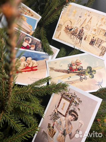 Набор Новогодние открытки винтажные старинные