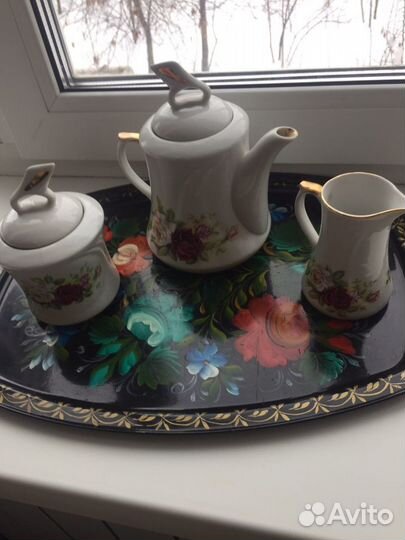 Набор чайной посуды, фарфоровый, б/у