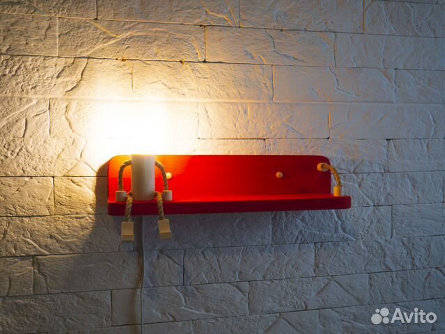 Полка с подсветкой зеленая 40 см