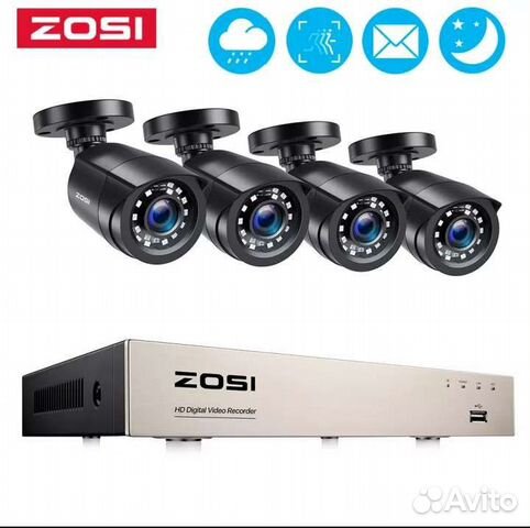 Комплект видеонаблюдения на 4 камеры Zosi. Новый