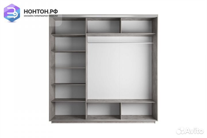 Шкаф-купе 3-х дверный Нонтон фото №1019 / бетон