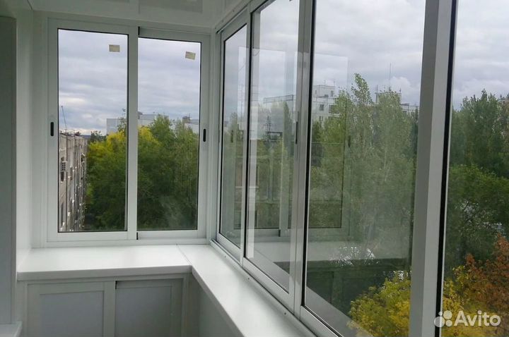 Остекление балкона 3200 на 1420 пластиковое