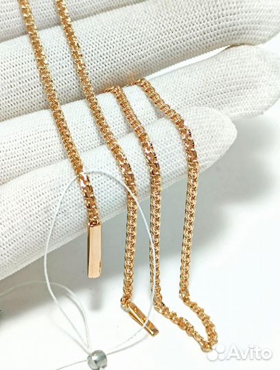 Золотая цепочка Бисмарк, полновесная, замок коробочка, длина 50 см, вес 5,95г