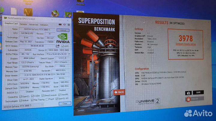 Видеокарта Palit dual RTX3060Ti LHR V1 Samsung