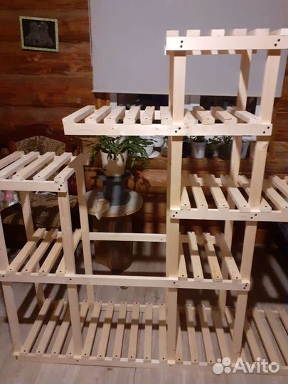 Деревянные стелажи для цветов, под заказ