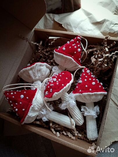 Текстильные грибы мухоморы игрушки