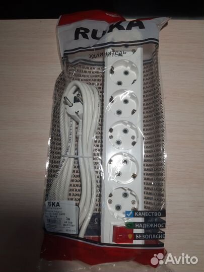 Ruka Удлинитель 6 гнезд с выкл. с подсв. с/з 3м