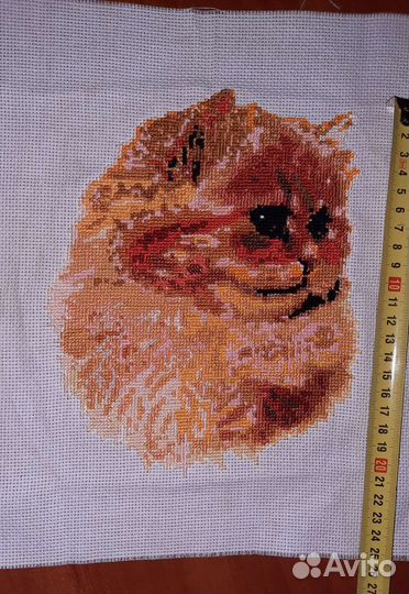 Рыжий котик, вышивка крестом