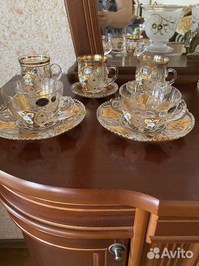 Хрустальные пары чашек Чехия