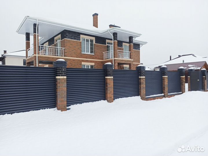 Забор, откатные ворота, навесы, металлоконструкция