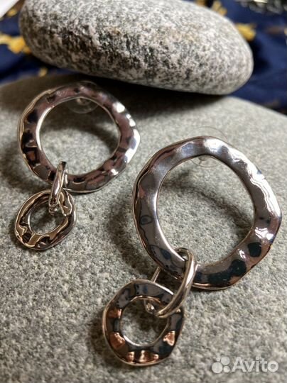 Новые Серьги / глянцевый металл под серебро