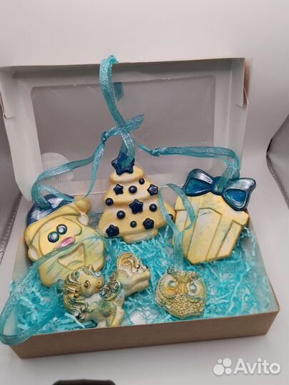 Ёлочные игрушки набор Подарок Новый год руч работа