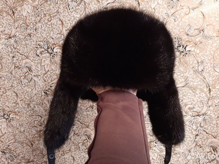 Шапка зимняя из норки и кожи