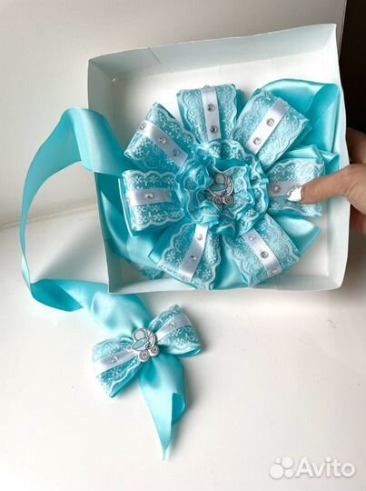 Бант на выписку с лентами для мальчика