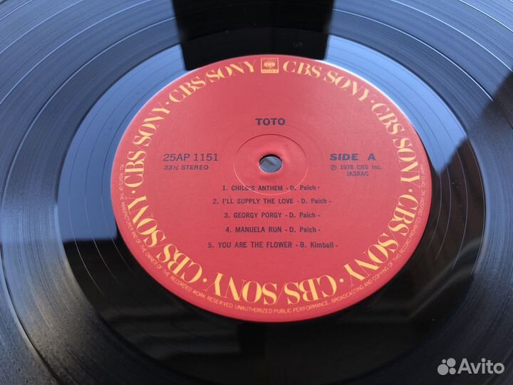 Japan LP Toto 1978 винил 25AP 1151 первопресс