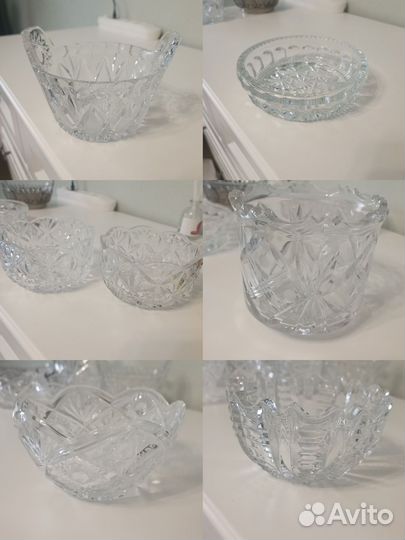 Хрусталь СССР ваза, салатник, стопки, бокалы