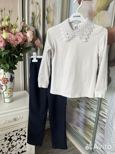 Блузка и брюки школьные для девочки(128)