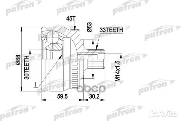 ШРУС наружн к-кт 33x53x30 ABS:45T VW: passat PC