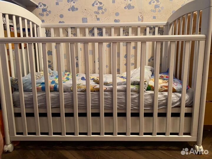 Кроватка, матрас,балдахин, подушка, пост.б,полотен