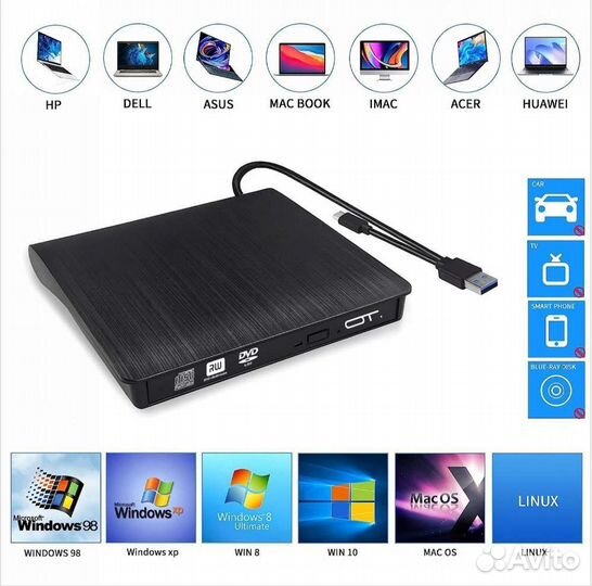 Внешний DVD привод USB 3.0 (CD/DVD R/RW