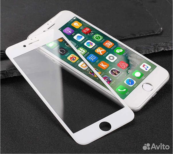 3D защитное бронь стекло iPhone 6 /6S /7 /8 белое