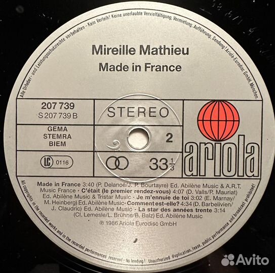 Mireille Mathieu – Made In France (1986г.)