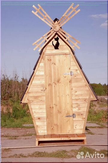 Дачный туалет деревянный прямоугольник SLK