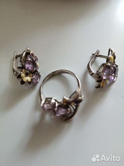 Набор из серебра с аметистом природным
