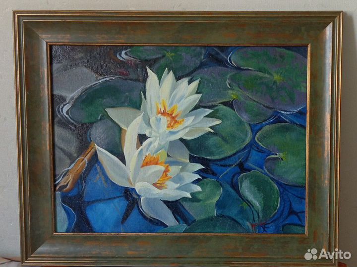 Картина маслом. Кувшинка, водяная лилия