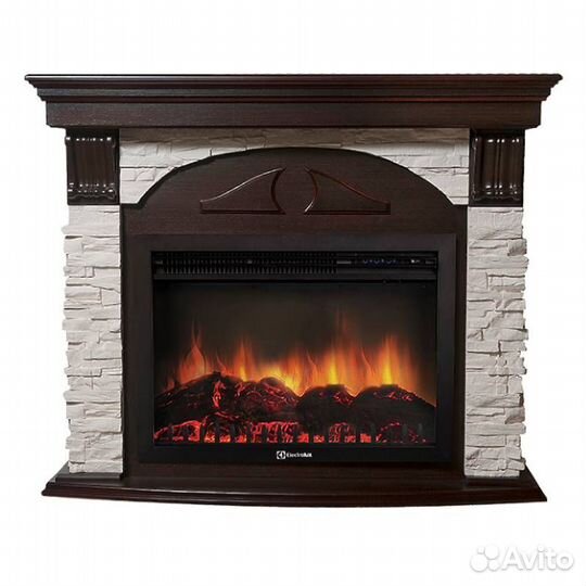 Портал Firelight Torre 25S камень белый, шпон темн