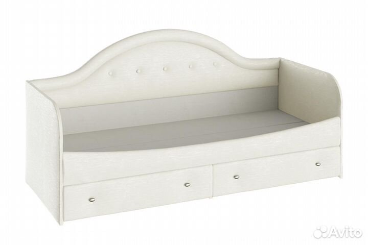 Адель Кровать с мягкой спинкой тип 1 Экокожа Крем