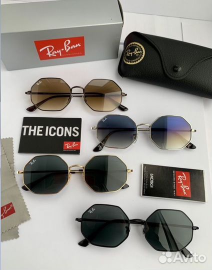 Солнцезащитные очки ray ban octagon черные