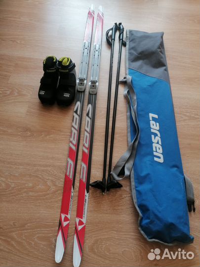 Лыжи беговые, ботинки, палки, чехол