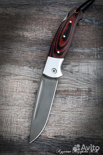 Нож складной Сова сталь Х12мф накладки микарта кра