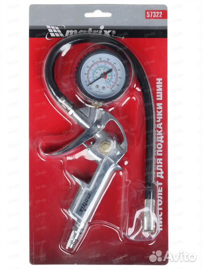 Пистолет для подкачки шин с манометром Matrix