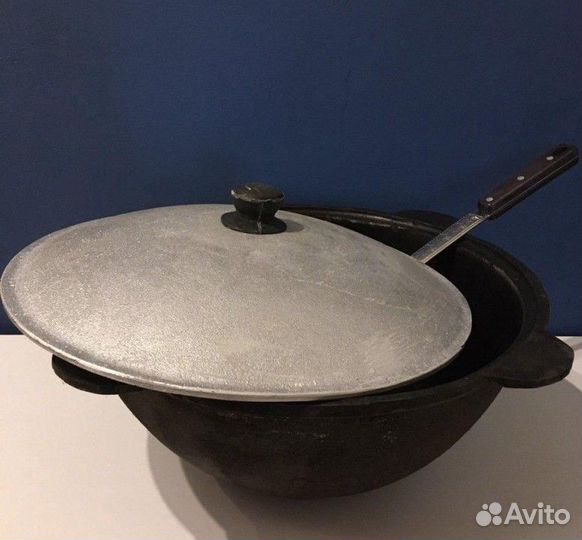 Казан чугунный узбекский с крышкой для плова