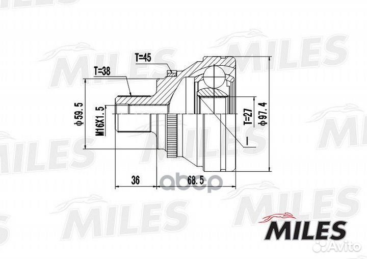 ШРУС audi 100/80/A6/V8 2.5D-4.2 88-97 нар. ABS