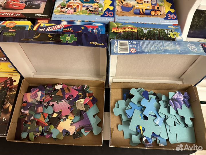 Пазлы детские от 24 до 104 деталей, кубики