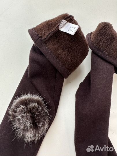 Перчатки женские длинные, темно-коричневые