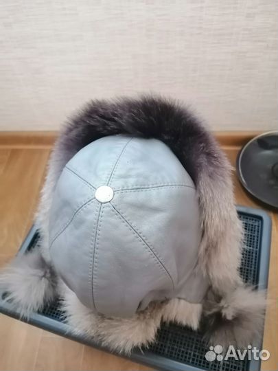 Шапка мех/кожа