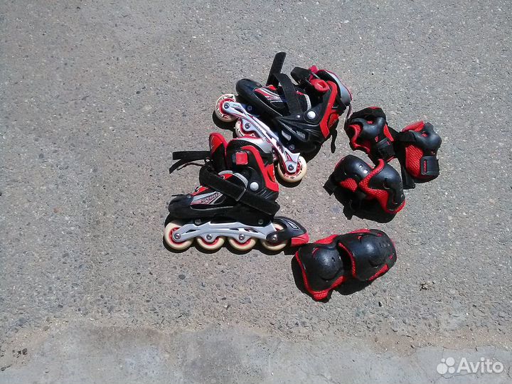 Ролики детские раздвижные размер 30-33 с защитой