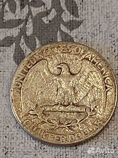 Монета 25 центов США серебро