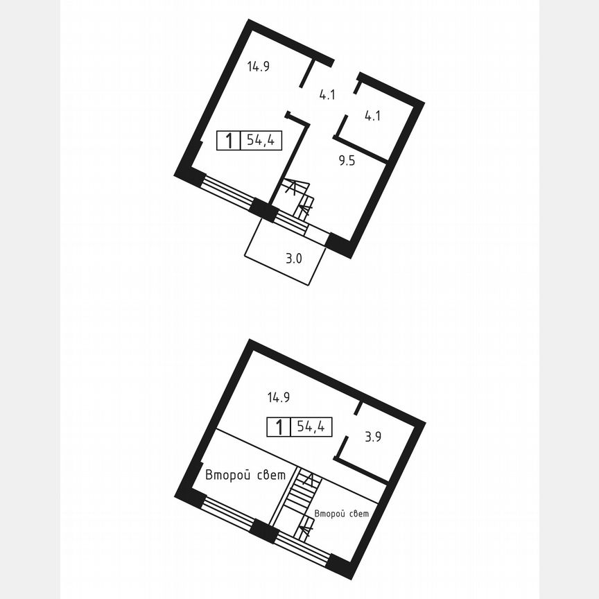 1-к. квартира, 51,4 м², 3/3 эт.